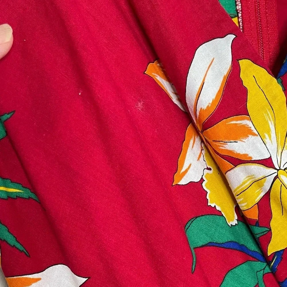 Vintage Y2K Act 1 sz 14 Tropical Floral Sleeveless Midi Fit and Flare Dress - Picture 13 of 13